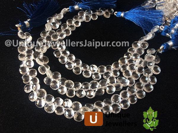 Crystal Quartz Faceted Heart Beads